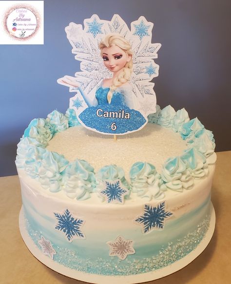 Simple Frozen Cake Design, Simple Frozen Birthday Cake, Simple Frozen Cake, Easy Frozen Cake, Elsa Torte, Cake Decorating For Kids, Frozen Themed Birthday Cake, Frozen Birthday Cake, Blue Cakes