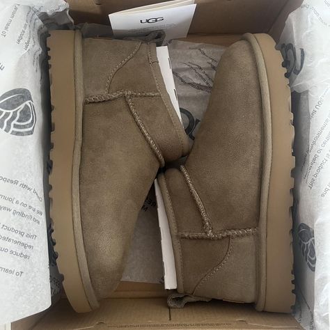 UGG Ultra Mini Boot Antelope •Brand new in box... - Depop Ugg Ultra Mini Boots, Uggs Mini, Ultra Mini Uggs, Ugg Ultra Mini, Ugg Mini, Xmas List, Winter Fashion Outfits, First Class, Chestnut