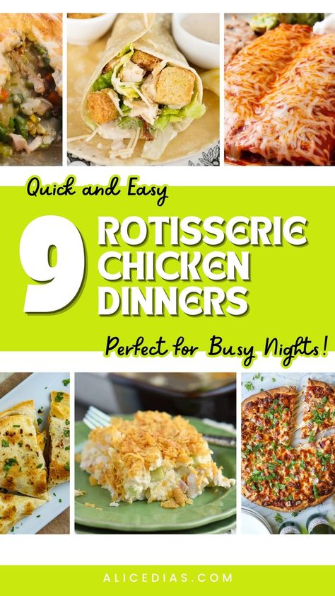 9 Easy Dinner Recipe With Rotisserie Chicken Rotisserie Chicken Dinners, Recipe With Rotisserie Chicken, Make With Rotisserie Chicken, Using Rotisserie Chicken, Chicken Caesar Salad Wraps, Recipes Using Rotisserie Chicken, Chicken Alfredo Pasta, Light Meals, Bbq Chicken Pizza