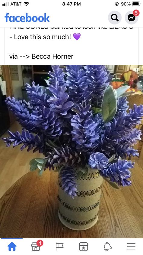 Purple Spray Paint, Painted Pinecones, Pine Cone Art, Cones Crafts, Garden Nursery, Pine Cone Crafts, Blue Orchids, Backyard Projects, Blue Bonnets