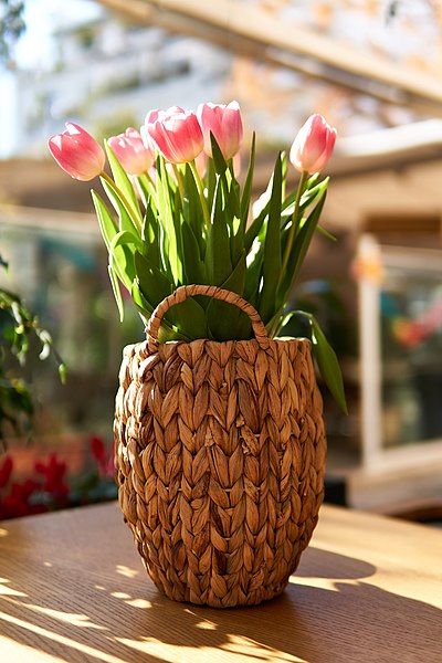 Tulip Photos, Red Tulips Bouquet, Floral Photos, Brown Baskets, Tulip Bouquet, Red Tulips, Floral Photo, Pink Tulips, Tulips Flowers