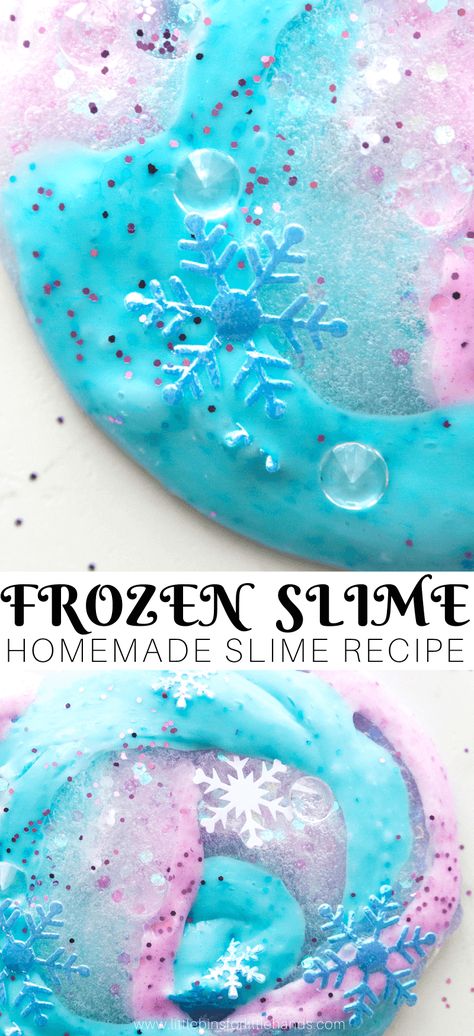 Inspired by everyone's favorite movie, Frozen 2, this gorgeous sparkling glitter slime hits the nail on the head for a must try slime making activity. The world of Anna and Elsa is magical and well, we think slime is too!  Everyone needs to try making homemade slime at least once, and this is it!  Our easy to make Frozen slime is perfect for every kid! EASY TO MAKE SPARKLING FROZEN SLIME FOR KIDS FROZEN THEME GLITTER SLIME Learning how to make slime is much simpler than you might think.  Slime m Slime Station, Slime Making Party, Frozen Slime, Glitter Slime Recipe, Basic Slime Recipe, Christmas Slime, Cool Slime Recipes, Homemade Slime Recipe, Slime Ideas