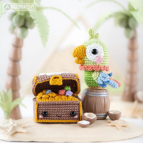 Hook Yourself an Adventure: Crochet Your Own Swashbuckling Pirate Amigurumi Set! | KnitHacker Crochet Hack, Animals Crochet, Amigurumi Tutorial, Puff Stitch, Bobble Stitch, Tiny Dolls, Single Crochet Stitch, Treasure Island, Crochet Hook Sizes