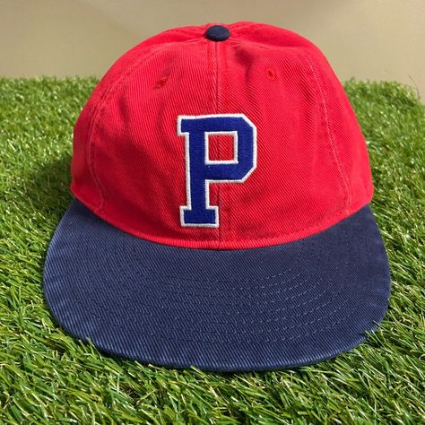 Polo Ralph Lauren Mens Red "P" Logo Leather Strap Baseball Cap Hat Vintage Shape P Logo, Ralph Lauren Mens, Dad Caps, Polo Ralph Lauren Mens, Hats Vintage, Trucker Cap, Polo Ralph, Baseball Cap, Caps Hats