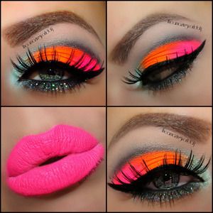 80s Makeup, Bright Eyeshadow, Carnival Makeup, Neon Makeup, Eye Makeup Looks, Smink Inspiration, Green Eye, Makijaż Smokey Eye, Eye Makeup Designs