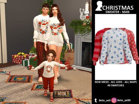 Sims 4 Christmas Cc Clothes, Top Model Poses, Male Sweater, Family Christmas Outfits, Sims 4 Family, Sims 4 Expansions, Sims 4 Dresses, Sims 4 Toddler, Christmas Sweaters For Women