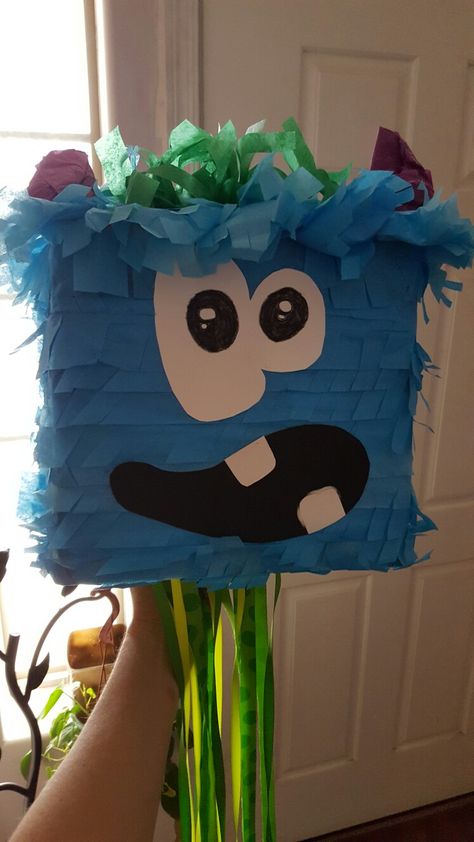 Monster pull string pinata Monster Pinata, Slime Birthday, Star Monsters, Diy Pinata, Monster Book Of Monsters, Monster Theme, Monster Birthday, Monster Party, Halloween Activities