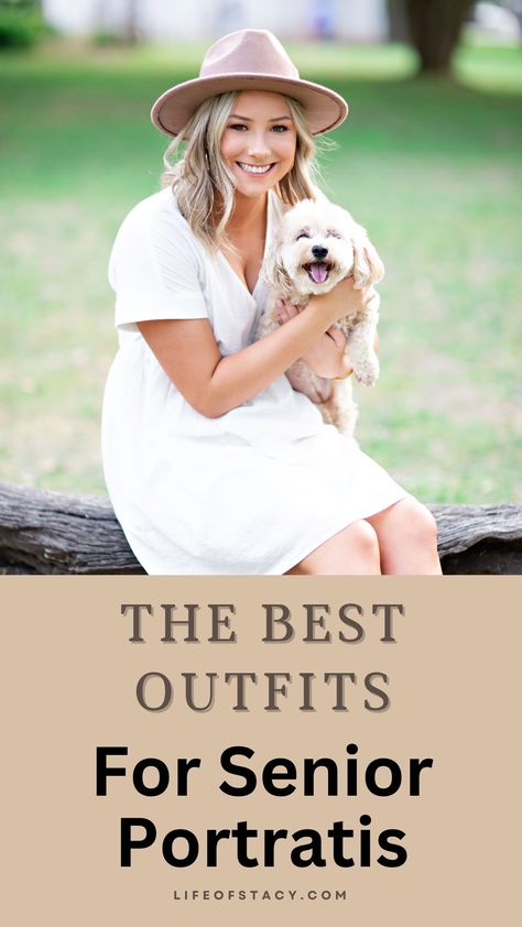 beautiful senior girl and her dog Clothes For Senior Pictures, Senior Pictures Outfits 2024, Dress For Senior Pictures, Senior Picture Outfits For Women, Casual Outfits For Senior Pictures, Best Senior Picture Outfits, Sr Picture Outfits, Girl Senior Portraits Outfits, Outfit For Senior Pictures