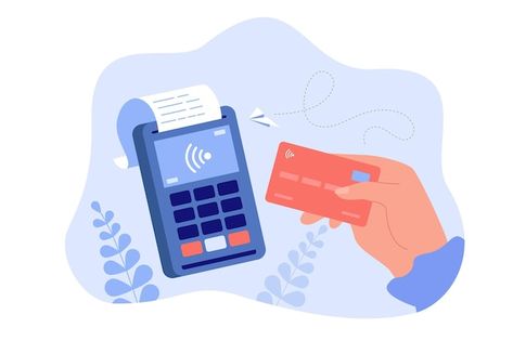 Hand holding debit or credit card for pa... | Premium Vector #Freepik #vector #rfid #card-machine #cartoon-person #payment-terminal Credit Card Icon, Credit Card Machine, Credit Card Design, Card Machine, Digital Wallet, Payment Processing, Plastic Card, Hand Holding, Card Illustration