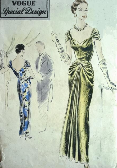 Evening Dress Pattern, Vintage Vogue Patterns, Vintage Vogue Sewing Patterns, Sew Patterns, Fashion Illustration Vintage, Vogue Dress, Vintage Dress Patterns, Vogue Sewing Patterns, Vogue Pattern