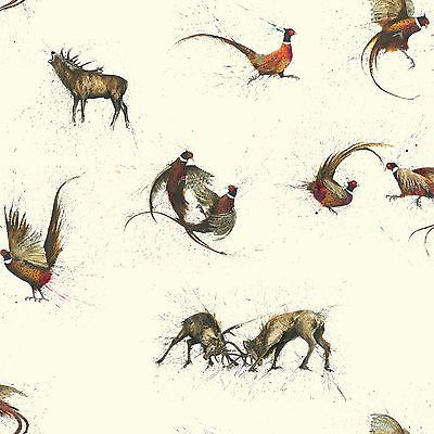 Pheasants and Stags Wallpaper The Hunt Designed by Clare Brownlow W10MHUNT01 Snug Rooms, Pheasant Wallpaper, Scottish Bedroom, Toilet Wallpaper, Hunting Bedroom, Stag Wallpaper, Front Living Room Ideas, Quirky Wallpaper, Country Lodge