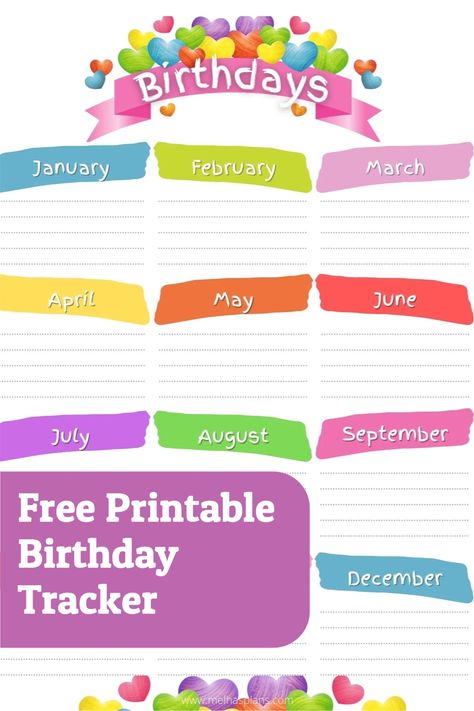 Birthday List Template Free Printable, Printable Birthday Charts For Classroom, Birthdays Tracker, Birthday Calendar Printable Free, Birthday Party Checklist Free Printable, Brownie Badge Tracker Free, Birthday Planner Printable, Birthday Tracker Printable Free, Birthday Calendar Classroom