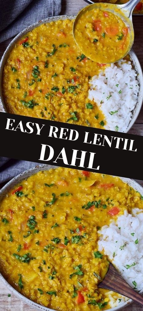 Lentil Daal Vegan, Quick Lentils Recipe, Vegan Dal Recipe, Red Lentil Curry Crockpot, Lazy Lentil Dahl, Easy Indian Lentil Recipes, Vegan Lentil Recipes Healthy, Lentils Vegetarian Recipes, Indian Red Lentil Recipes