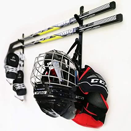 Pmsanzay Hockey Stick Rack, Wall Storage Hockey Stick Display Holder/Hanger - Multi-Purpose - Great for Home or Office Wall Mount - Hang Your ice Hockey Skates, Helmet, and Gloves from The Rack, Skate Accessories - Amazon Canada Hockey Protective Gear, Ice Hockey Skates, Hockey Helmets, Skate Helmet, Hockey Skates, Lacrosse Sticks, Ice Rink, Soccer Gear, Changing Room