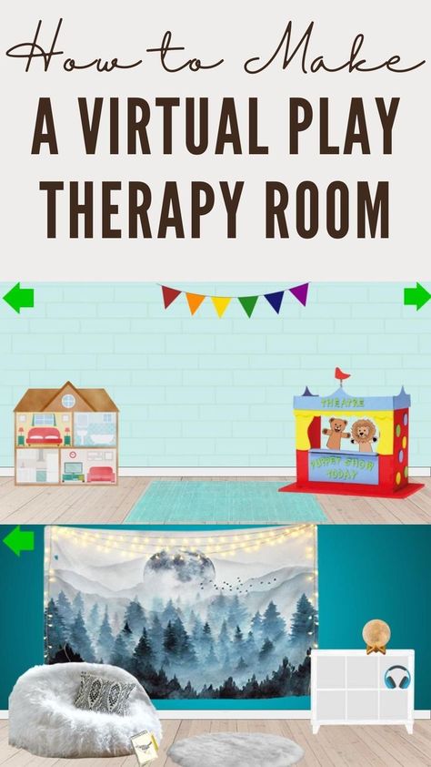 Virtual Art Therapy Activities, Play Therapy Room Counseling, Virtual Play Therapy Activities, Play Therapy Office Set Up, Play Therapy Room Design, Child Therapy Room, Play Therapy Office, Play Therapy Room, Play Therapy Activities