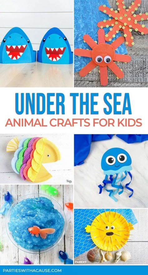 Under Water Animals Craft, Sea Week Preschool, Under The Sea Arts And Crafts Preschool, Under The Sea Theme For Classroom, Under The Sea Preschool Activities Art Projects, Under The Sea Themed Crafts, Under Sea Crafts For Kids, Ocean Art Projects For Toddlers, Under The Sea Activity For Kids