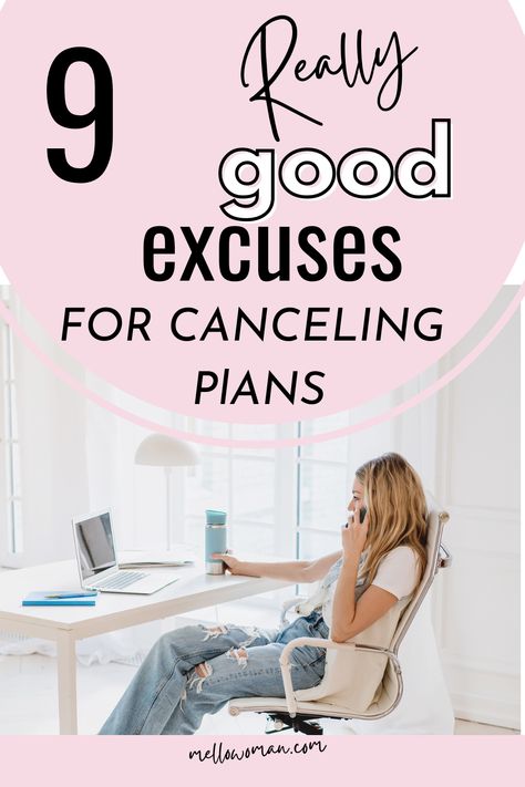 You don’t really need an excuse to cancel plans. If you don’t feel like doing something, you should be honest with the person you made plans with. You can always reschedule or spend time together on a different date. And, people are pretty good at recognizing an excuse that is not 100% truthful. That being said, there are many good reasons to cancel plans. Here are just a few. Excuses Not To Hang Out With Someone, Excuses To Not Hang Out With Friends, Good Excuses To Get Out Of Hanging Out, How To Cancel Plans With Friends, Excuses To Not Hang Out, Canceling Plans, Canceled Plans, Good Excuses, Positive Living