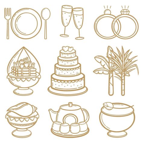 Wedding Icons Free, Trees Logo, Wedding Info Card, Tea Ceremony Wedding, Wedding Icon, Thailand Wedding, Thai Wedding, Creative Embroidery, Wedding Timeline