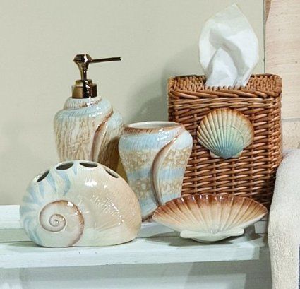 Seashell Bathroom Decor, Seashell Bathroom, Beachy Bathroom, Best Kitchen Design, Beach Theme Bathroom, Bathroom Themes, Sea Shell Decor, Apartment Bathroom, Pink Bathroom