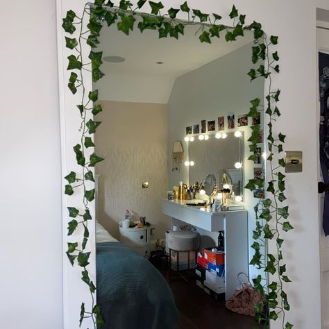 vines Vines On Mirror, Fake Vines, Artificial Vines, College Apartments, College Apartment, Room Decorations, Apartment Ideas, Room Inspiration, Oversized Mirror