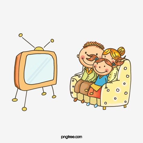 Family Watching Tv Illustration, Watching Tv Illustration, Family Watching Tv, Tv Png, Tv Illustration, Phone Wallpaper Pastel, Family Drawing, Family Cartoon, Tv Animation