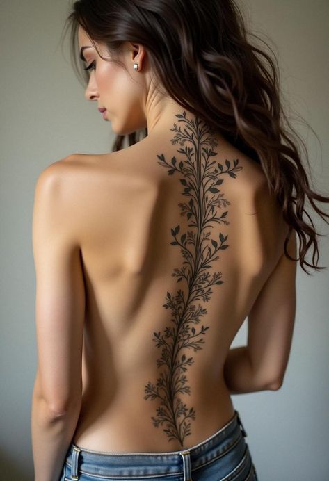 spine tattoos Spine Tattoos For Women Unique Snake, Rune Spine Tattoo, Full Back Tree Tattoo Women, Spine Anatomy Tattoo, Spinal Scar Tattoo, Spine Tattoo On Spine, Boho Spine Tattoo, Tree Spine Tattoos For Women, Vines Spine Tattoo