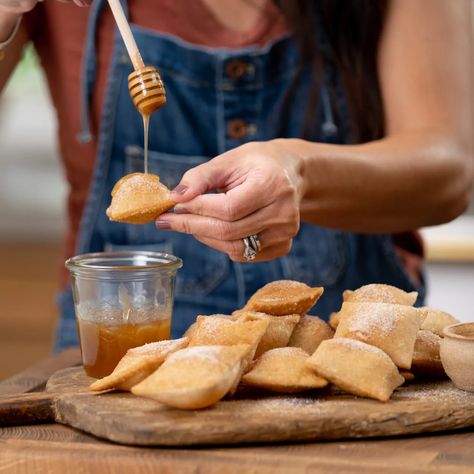 Sopaipillas with Honey Recipe - Magnolia Chicken Poblano Soup, Chicken Poblano, Magnolia Table Recipes, Sopapilla Recipe, Poblano Soup, Joanna Gaines Recipes, Magnolia Network, Magnolia Table, Liquid Measuring Cup