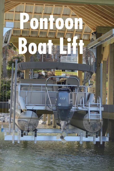 If you want to learn more about your Pontoon Boat Lift, read our blog post on tips for raising and lowering your boat lift. Waterfront House, Boat Lift, Canal Boat, Pontoon Boat, Living Ideas, Waterfront Homes, House Ideas, To Learn, Blog Post