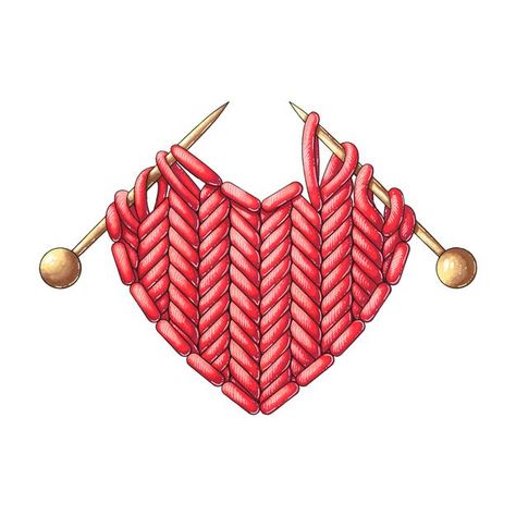 Knitted red heart with knitting needles | Premium Vector #Freepik #vector #heart #decorative #cotton #loop Minimal Logo Design Inspiration, Knitting Tattoo, Sewing Logo, Valentines Illustration, Handmade Logo, Light Blue Knit, Logo Sewing, Knitted Heart, Crochet Humor