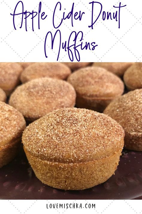 This Baked Apple Cider Donut Muffin Recipe is an easy and quick way to still enjoy the traditional fall favorite while skipping the mess, hassle, and calories of frying. #applerecipes #fallrecipes #easydesserts Apple Cider Donut Muffins, Cider Muffins, Apple Cider Muffins, Cider Donuts Recipe, Apple Cider Donuts Baked, Donut Muffins, Simple Muffin Recipe, Baked Apple, Apple Cider Donuts