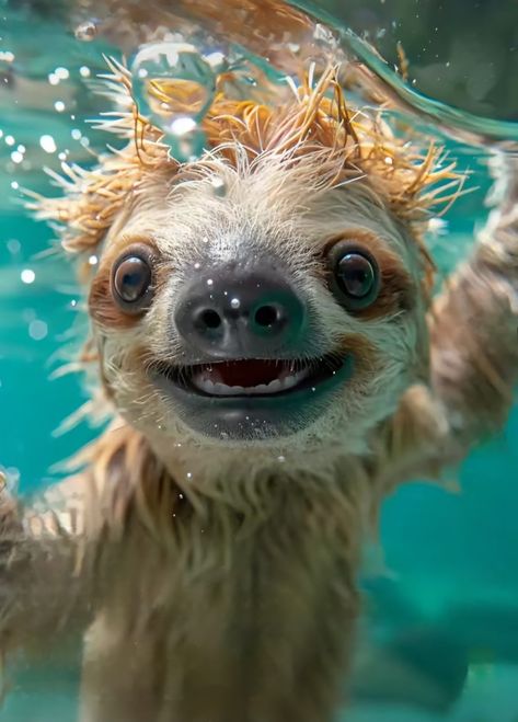 Sloth Videos Cute, Sloth Swimming, Funny Sloth Pictures, Ashley Animal, Sloth Aesthetic, Bachelor Pad Ideas, Sloth Wallpaper, Sloth Pictures, Pictures Of Sloths