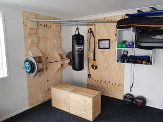 Picture of Functional Corner Home Gym Home Made Gym, Backyard Gym, Diy Gym Equipment, Home Gym Garage, Workout Room Home, Diy Home Gym, Diy Gym, Gym Setup, Basement Gym