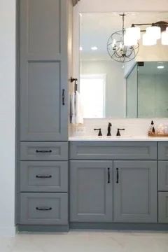 Guest Bathroom Remodel, Grey Bathroom Vanity, Professional Painters, Trendy Bathroom, Bad Design, Small Bathroom Design, Grey Bathrooms, Bath Room, Bathroom Renos