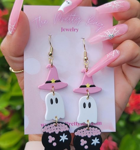 👻🖤 Add some Halloween vibes to your jewelry collection.🎀 👻🕸💅by @andclaws #spookyseason #earringobsession #shopnow #halloweenjewelry #fallfashion #statementearrings #trendyaccessories #jewelryaddict #shopsmallbusinesses #supportlocalbrands Witch Ghost, Crafted Earrings, Spooky Witch, Ghost Earrings, Halloween Vibes, Earrings Cute, Halloween Jewelry, Gold Plated Bracelets, Trendy Accessories