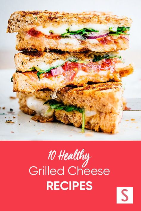 With fresh fruits and veggies tucked inside, these healthy grilled cheese recipes prove that kid-friendly favorites can be totally appropriate for adults, too. #grilledcheese #healthycomfortfood #healthygrilledcheese #healthyrecipe #lunchideas #mealideas Healthy Melt Sandwiches, Healthy Grilled Cheese Sandwich, Healthier Grilled Cheese, Healthy Grilled Sandwiches, Low Cal Grilled Cheese, High Protein Grilled Cheese, Healthy Grilled Cheese Recipes, Low Calorie Sandwich, Healthy Grilled Cheese