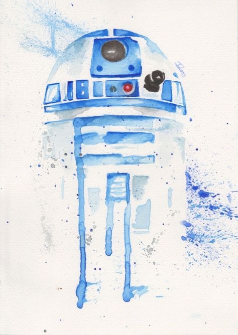 Star Wars Painting, Star Wars Decor, Star Wars Droids, Star Wars R2d2, Cuadros Star Wars, Star Wars Empire, R2 D2, Star Wars Wallpaper, Watercolor Inspiration