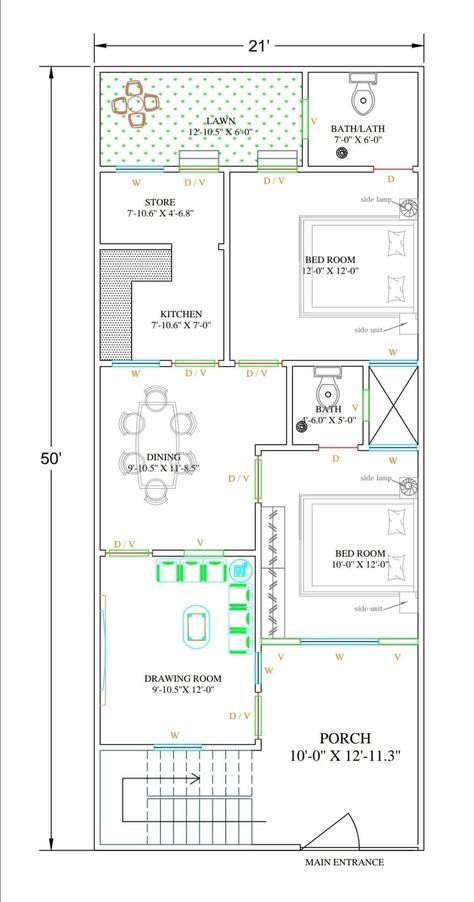 40 Most Beautiful House Plan Ideas - Engineering Discoveries 21x50 House Plan, 21×50 House Plan, 24×50 House Plan, 20by50 House Plan, House Plan 20'x40', 24x60 House Plans, 25x30 House Plans, 20x50 House Plans, Small House Design Floor Plan