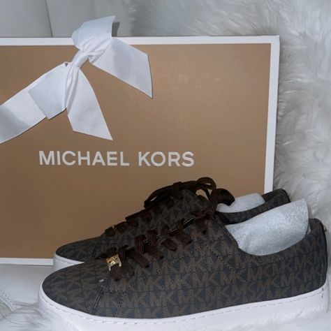 Brand new Micheal kors brown logo women sneakers size 8.5  on gift box Michael Kors Clothes, Mk Shoes, Logo Women, Brown Logo, Shoes Box, Browning Logo, Boyfriend Goals, Women Sneakers, Sport Chic