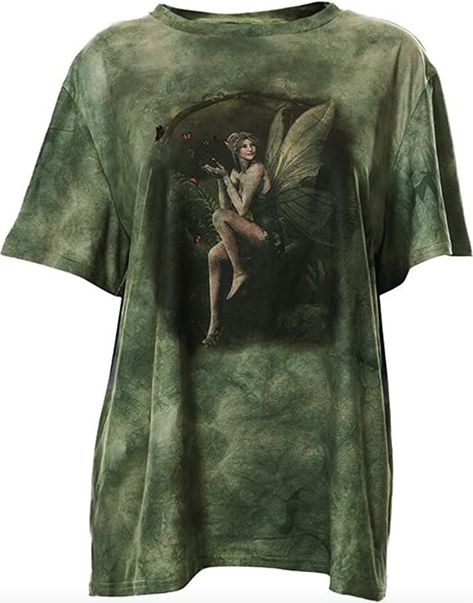 Fairy Pattern, Fairy Shirt, Clothes Print, Fairy Vintage, Grunge Tee, Street Punk, Grunge Shirt, Streetwear Shorts, Gothic Clothes