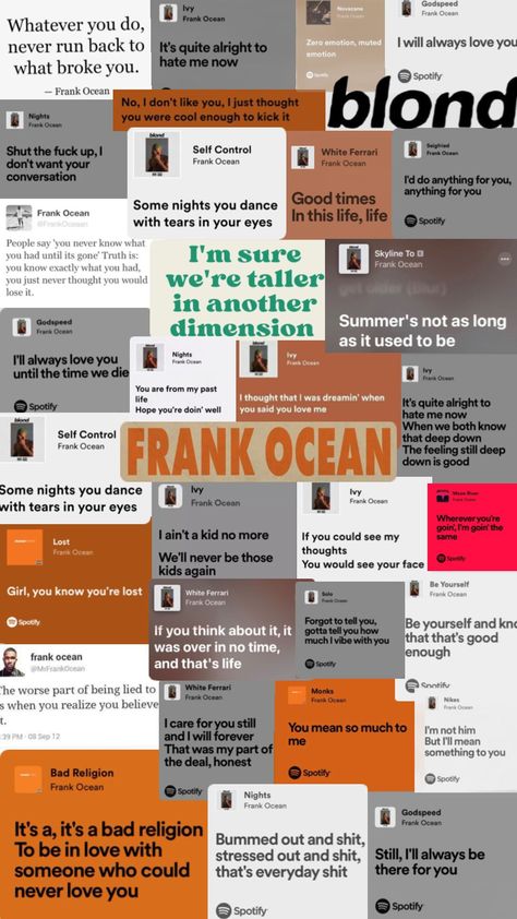 Ocean Lyrics, Frank Ocean Quotes, Frank Ocean Lyrics, Frank Ocean Songs, Frank Ocean Poster, Frank Ocean Wallpaper, Song Suggestions, Ocean Quotes, I Dont Like You