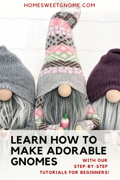 Plush Gnomes Diy, Gnome Doll Pattern, Winter Gnomes Diy, How To Make Gnomes Free Pattern, Gnome Sewing Pattern Free, Gnome Patterns Free Sewing, How To Make A Gnome, How To Make Gnomes, Diy Gnomes How To Make