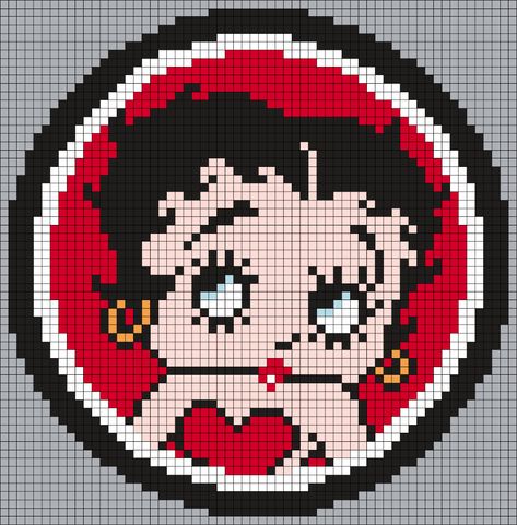 Betty Boop (square) Perler Bead Pattern | Bead Sprites | Misc Fuse Bead Patterns Coraline Grid Pattern, Pearl Beads Pattern Aesthetic, Diamond Dotz Patterns Free, Barbie Pixel Grid, Pixel Art Square, Kandi Cuffs, Grid Patterns, Square Grid, Graph Crochet