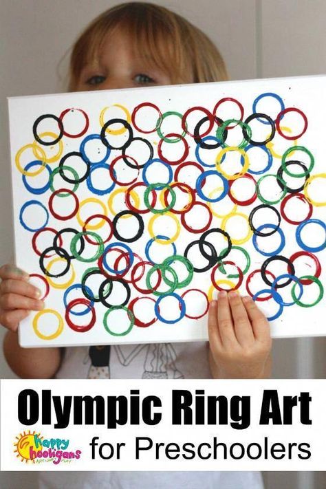 Winter Sports Crafts, Summer Olympics Crafts, Olympic Art, Preschool Olympics, Olympic Ring, Art For Preschoolers, Rings Craft, Olympic Games For Kids, Kids Olympics