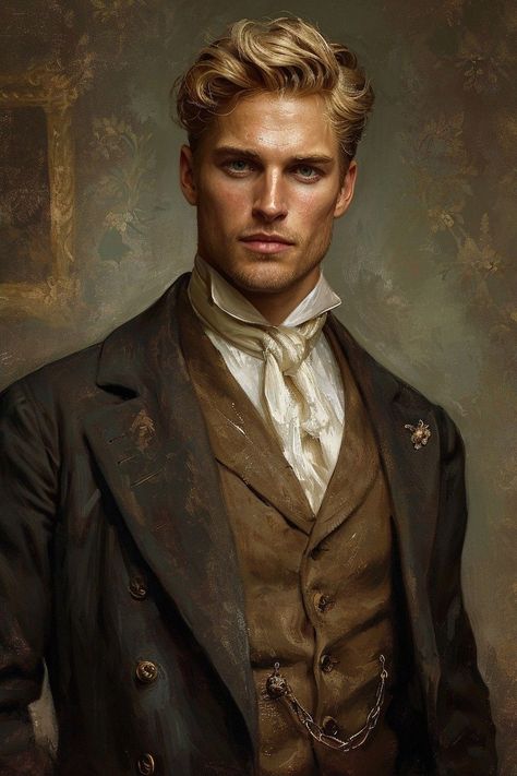 Annaleigh And Cassius, Blonde Victorian Man, Blond Vampire Male, Blond Fantasy Male, Regency Character Design, Villain Character Inspiration Male, Male Noble Character Art, Man Character Inspiration, Male Book Characters