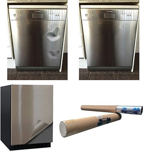 Stainless Fridge, Beachy Kitchens, Stainless Dishwasher, Dishwasher Magnet Cover, Black Dishwasher, Stainless Steel Fridge, Dishwasher Cover, Stainless Steel Panels, Magnetic Paper