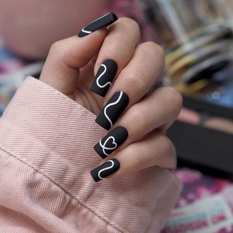 50 Best Valentine Day Nails That Will Highlight Your Looks Line Nail Designs, Chic Nail Designs, Line Nail Art, February Nails, Nail Art For Beginners, Beige Nails, Lines On Nails, White Nail Designs, Black Nail Designs