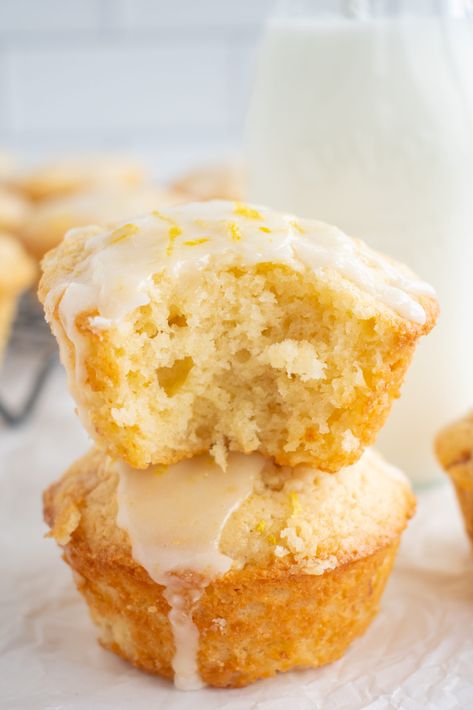 Lemon Loaf Muffins - Make the Best of Everything Sour Cream Lemon Muffins, Lemon Loaf Muffins, Lemon Muffins Easy, Starbucks Iced Lemon Loaf, Panera Strawberry Poppyseed Salad, Lemon Yogurt Muffins, Easy Lemon Loaf, Iced Lemon Loaf, Easy Lemon Bread