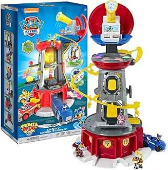 Amazon.com: Paw Patrol, Mighty Lookout Tower with 4 Exclusive Bonus Action Figures, Toy Car, Lights and Sounds (Amazon Exclusive), Kids Toys for Ages 3 and up : Toys & Games Paw Patrol Tower, Paw Patrol Lookout, Paw Patrol Figures, Paw Patrol Toys, Kids Toys For Boys, Lookout Tower, Puppy Party, Dinosaur Toys, Pisco