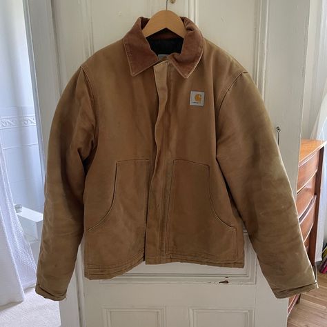 Vintage Tan Carhartt Jacket. Has Had Lots Of Use, As Noted In The Photos. Size Not Marked, But Fits Like A Women’s Large. Quilted, Heavy, Super Warm And Durable. Purchased For $250, I’ve Never Worn It. It Seems To Have Been Dry Cleaned Right Before I Bought It. Carhartt Winter Jacket, Carhartt Outfit Women, Cool Jackets Women, Carhartt Women Outfits Jackets, Carhartt Outfit Woman, Carhartt Jacket Women, Carhartt Jacket Outfit Woman, Carhartt Women Outfits, Womens Carhartt Jacket