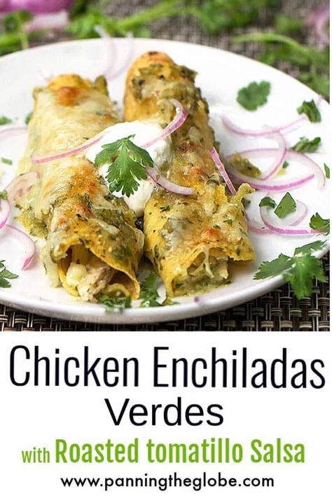 Roasted Tomatillo Salsa Verde, The Best Chicken Enchiladas, Best Chicken Enchiladas, Canned Tomatillos, Salsa Verde Enchiladas, Enchiladas Verdes Recipe, Tomatillo Chicken, Tomatillo Recipes, Salsa Verde Chicken Enchiladas